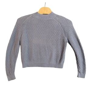 FatFace Blue Cotton Textured Knit Mock Neck Sweater USA 10 1FWA/FKTS/971011